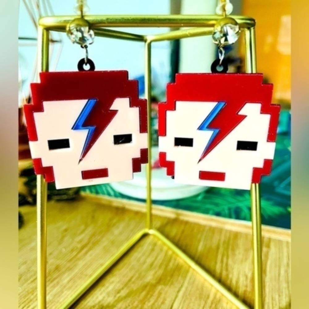 Pixelated David Bowie Large Earrings